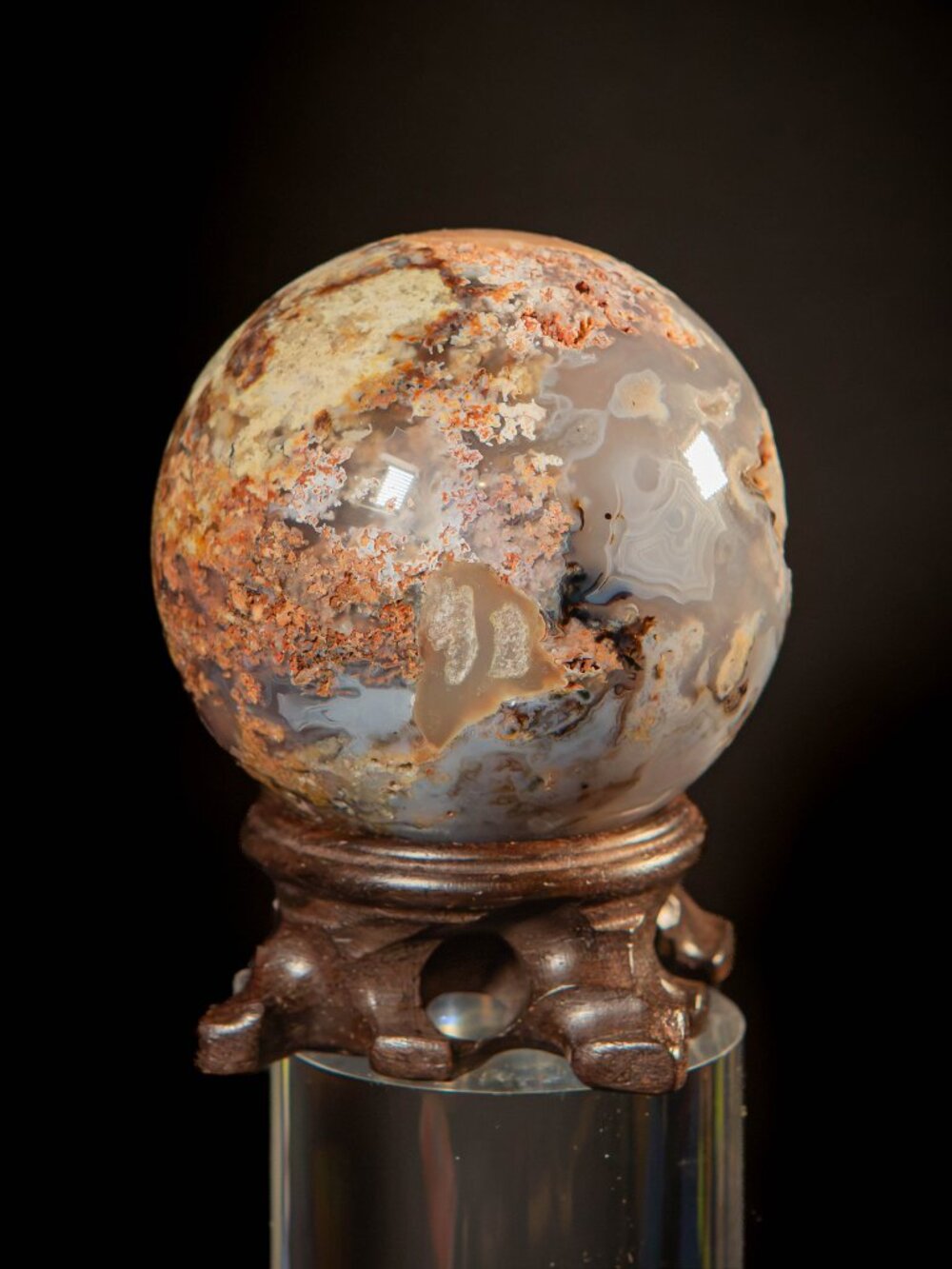 Rare Premium Coyamito Agate Crystal Geode Sphere 354g